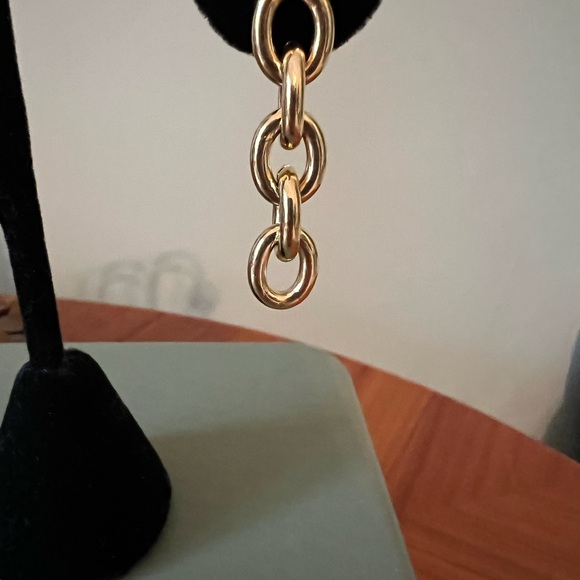 Stately Steel HSN Gold tone Link Earrings - Picture 2 of 5